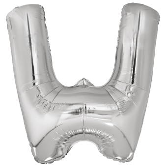 Large Letter W Silver Foil Balloon N34 Packaged 83 cm x 79 c