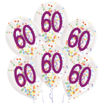 6 Latex Balloons Droplets 60 Confetti Birthday 1C Confetti Filled Paper 27.5 cm / 11"