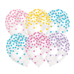 6 Latex Balloons Heart Confetti Pastel assorted 27.5 cm / 11