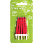 10 Spiral Candles Glitter Pink Height 6.3 cm