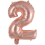 Mini Number 2 Rose Gold Foil Balloon N16 Packaged 34 cm x 24 cm