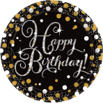 8 Plates Sparkling Celebrations Happy Birthday Round Paper 23 cm