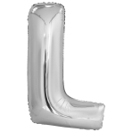 Large Letter L Silver Foil Balloon N34 Packaged 85 cm x 56 c
