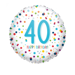 Standard EU Confetti Bday 40 Foil Balloon S40 Packaged 43 cm
