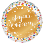 Standard - Joyeux Anniversaire Dots - FRE Foil Balloon RP40 Packaged 45 cm
