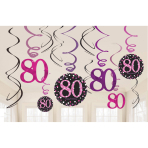 12 Swirl Decorations 80 Pink Celebration Foil / Paper 61 cm
