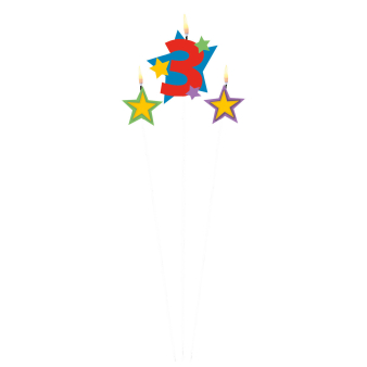 Numeral Candle 3 with 2 Star Candles Height 12.2/13.5 cm Numeral Candle 3 with 2 Star Candles Height 12.2/13.5 cm