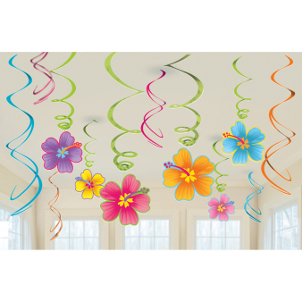 12 Swirl Decorations Hawaiian Foil / Paper 61 cm