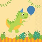 16 Lunch Napkins Dino Jungle 33 x 33 cm