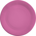 8 Plates Bright Pink Round Paper 23 cm
