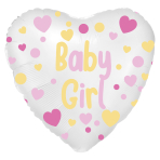 Standard Baby Girl Heart Foil Balloon C40 Packaged 43 cm