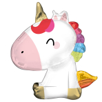 Large Shape Sitting Unicorn Foil Balloon H40 Packaged 54 cm x 70 cm