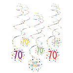 6 Swirl Decorations 70 Confetti Birthday Paper 61 cm