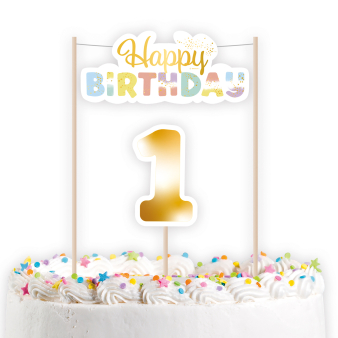 Cake Decoration 1st Birthday Rainbow 2 pcs. Cake Decoration 1st Birthday Rainbow 2 pcs.