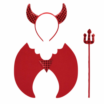 Kids Accessory Kit Foil Devil Wings with Headband and Trident Kids Accessory Kit Foil Devil Wings with Headband and Trident