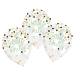 6 Latex Balloons Clear Confetti Filled Hello Baby 27.5 cm / 11"