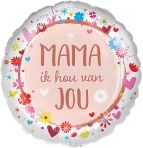 Standard - Mama ik hou van jou! - DUT Foil Balloon RP40 packaged 45 cm / 18"
