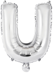 Mini Letter U Silver Foil Balloon N16 Packaged 31 cm x 27 cm
