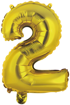 Mini Number 2 Gold Foil Balloon N16 Packaged 34 cm x 24 cm Mini Number 2 Gold Foil Balloon N16 Packaged 34 cm x 24 cm