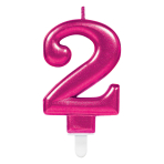 Number Candle 2 Starlight Birthday Pink Height 9.3 cm