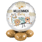Balloon Bouquet - Willkommen Baby - GER Foil Balloon RP40 Packaged 45 cm
