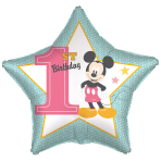 Standard Mickey 1st Birthday Foil Balloon C60 Packaged 43 cm