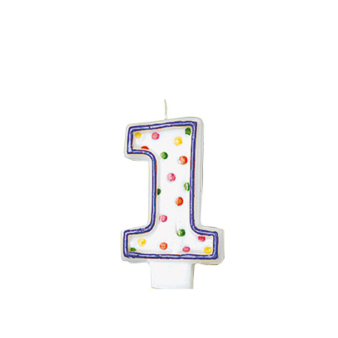 Numeral Candle 1 Polka Dots Height 7.6 cm Numeral Candle 1 Polka Dots Height 7.6 cm