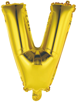 Mini Letter V Gold Foil Balloon N16 Packaged 35 cm x 30 cm