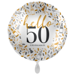 Standard Hello 50 Foil Balloon PL40 Packaged 45 cm