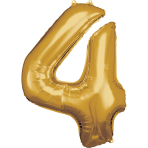 Large Number 4 Gold Foil Balloon N34 Packaged 93 cm x 65 cm