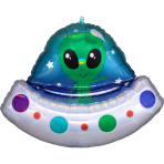 SuperShape Holographic Alien Space Ship Foil Balloon P40 Packaged 71 cm x 53 cm