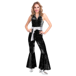 Adult Costume Black Disco Jumpsuit Size S