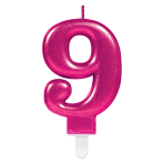 Number Candle 9 Starlight Birthday Pink Height 9.3 cm