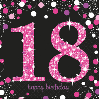 16 Napkins 18 Sparkling Celebration - Pink 33 x 33 cm 16 Napkins 18 Sparkling Celebration - Pink 33 x 33 cm