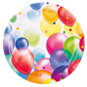 8 Plates Balloons Round Paper 23 cm