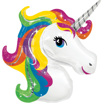 SuperShape Rainbow Unicorn Foil Balloon Foil Balloon P35 Packaged 83 cm x 73 cm