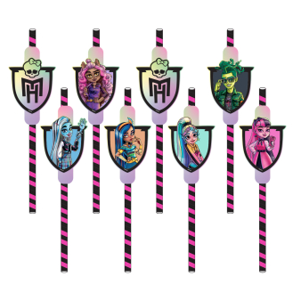 8 Drinking Straws Monster High Paper 20 cm 8 Drinking Straws Monster High Paper 20 cm