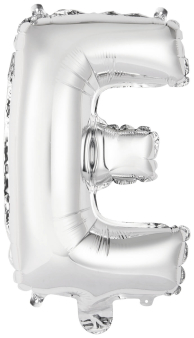 Mini Letter E Silver Foil Balloon N16 Packaged 33 cm x 21 cm