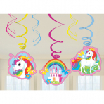 6 Swirl Decorations Unicorn Foil / Paper 80 cm