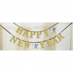 Letter Banner Happy New Year Silver, Gold 360 x 12,7 cm