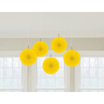 5 Fan Decorations Sunshine Yellow Paper15.2 cm