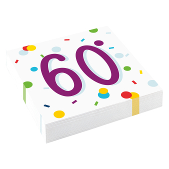 20 Napkins Confetti Birthday 60 33 x 33 cm 20 Napkins Confetti Birthday 60 33 x 33 cm