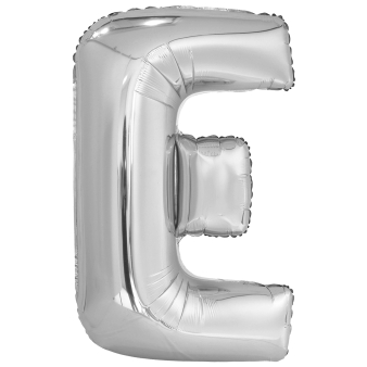 Large Letter E Silver Foil Balloon N34 Packaged 88 cm x 56 c