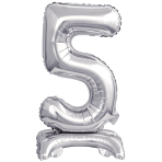 Mini Number 5 Silver Foil Balloon N16 Packaged 38 cm x 22 cm