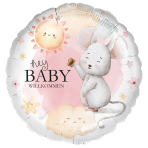 Standard - Willkommen Baby Maus - GER Foil Balloon RP40 Packaged 45 cm