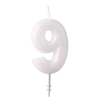 Numeral Candle 9 Glitter Height 6.5 cm