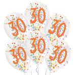 6 Latex Balloons Droplets 30 Confetti Birthday 1C Confetti Filled Paper 27.5 cm / 11"