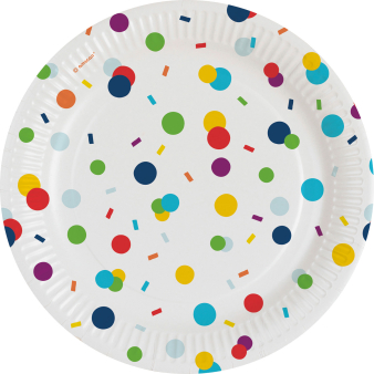 8 Plates Confetti Birthday Round Paper 18 cm 8 Plates Confetti Birthday Round Paper 18 cm