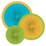 3 Fan Decorations Surf Party Paper 16 cm / 28 cm / 35 cm