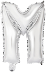 Mini Letter M Silver Foil Balloon N16 Packaged 34 cm x 26 cm